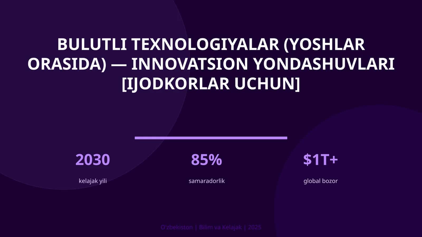 Bulutli texnologiyalar (yoshlar orasida) — innovatsion yondashuvlari [ijodkorlar uchun] 1