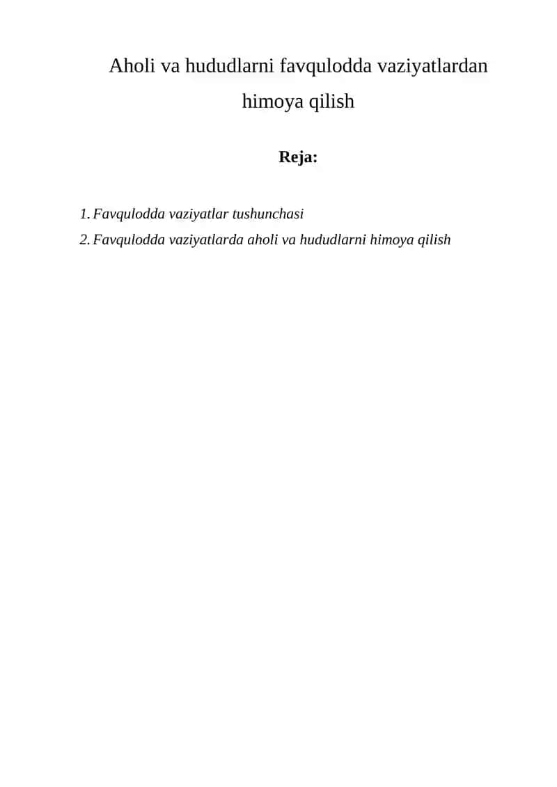 Favqulodda vaziyatlardan himoya qilish 1