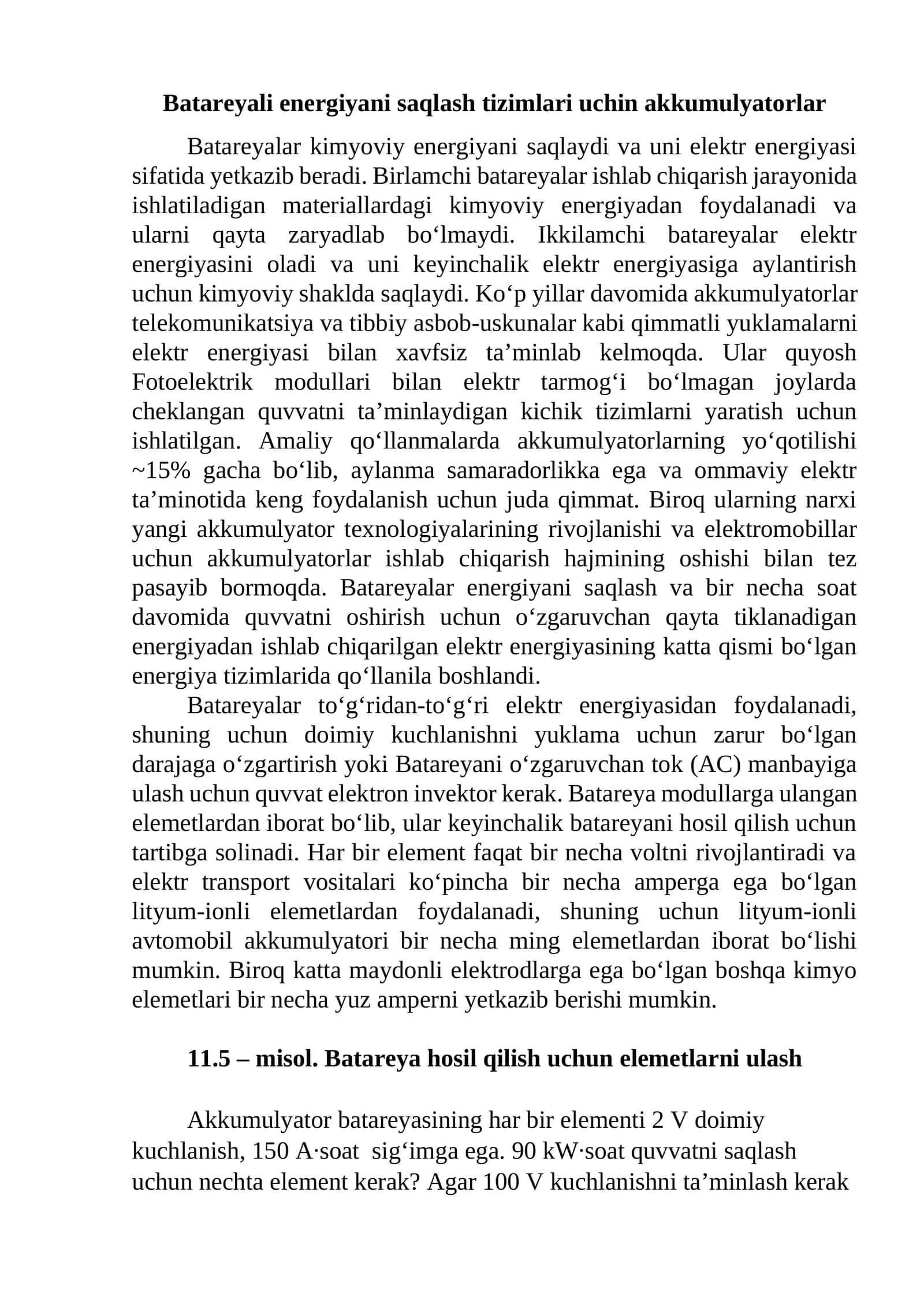 Batareyali energiyani saqlash tizimlari uchin akkumulyatorlar 1