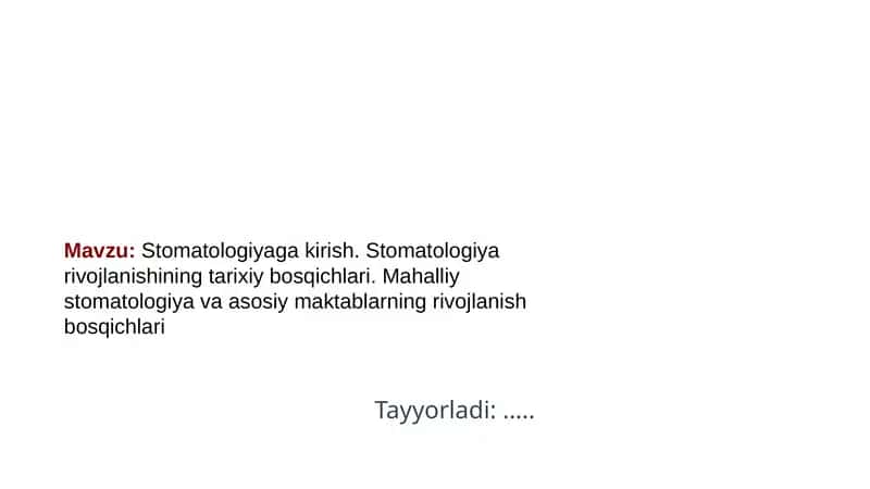 Stomatologiyaga kirish 1