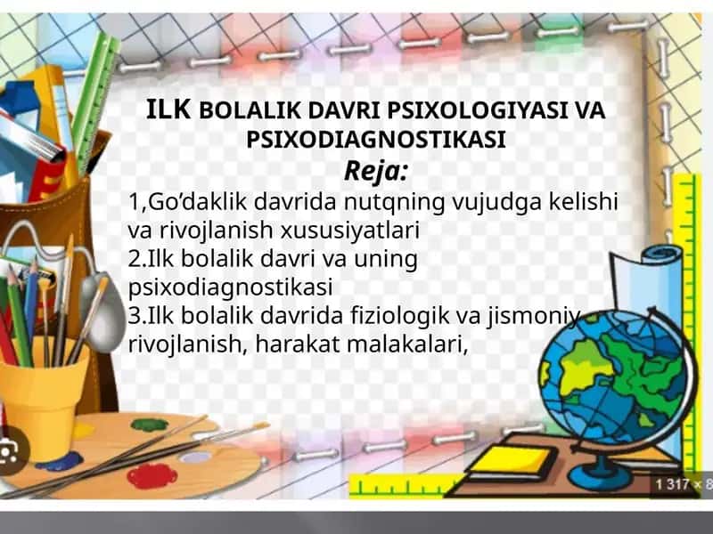 Ilk bolalik davri psixologiyasi va psixodiagnostikasi 1
