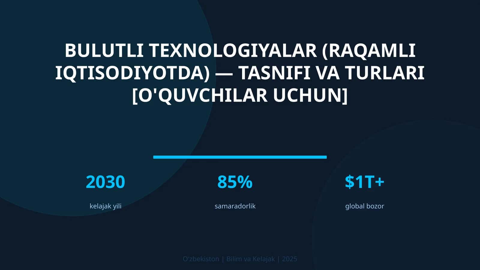 Bulutli texnologiyalar (raqamli iqtisodiyotda) — tasnifi va turlari [o'quvchilar uchun] 1