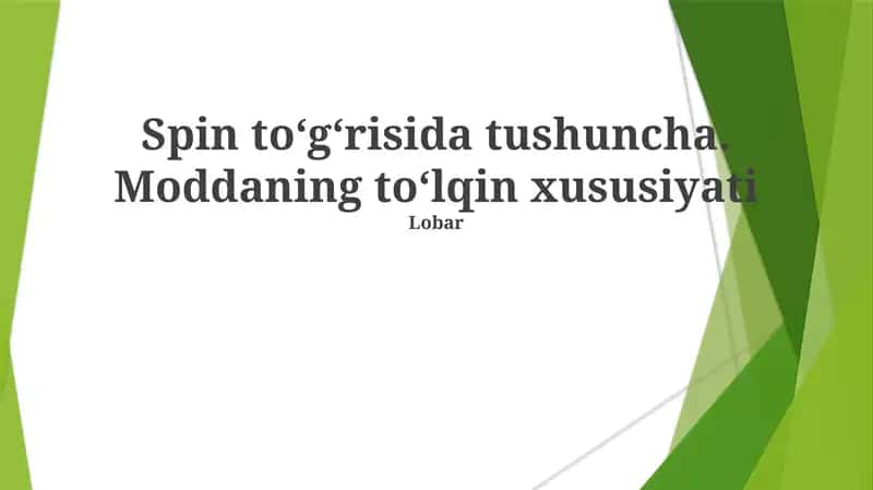 Spin va to'lqin tushunchasi 1