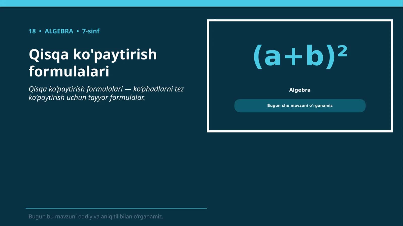 Qisqa ko'paytirish formulalari 1
