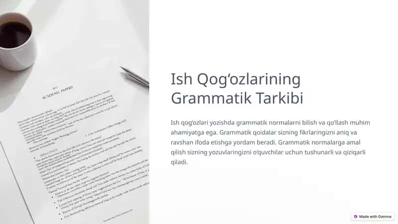 Ish Qog‘ozlarining Grammatik Tarkibi 1
