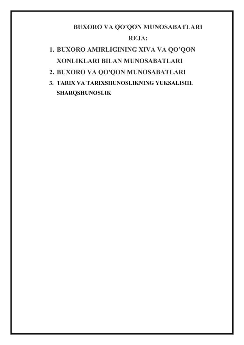 BUXORO VA QO'QON MUNOSABATLARI 1