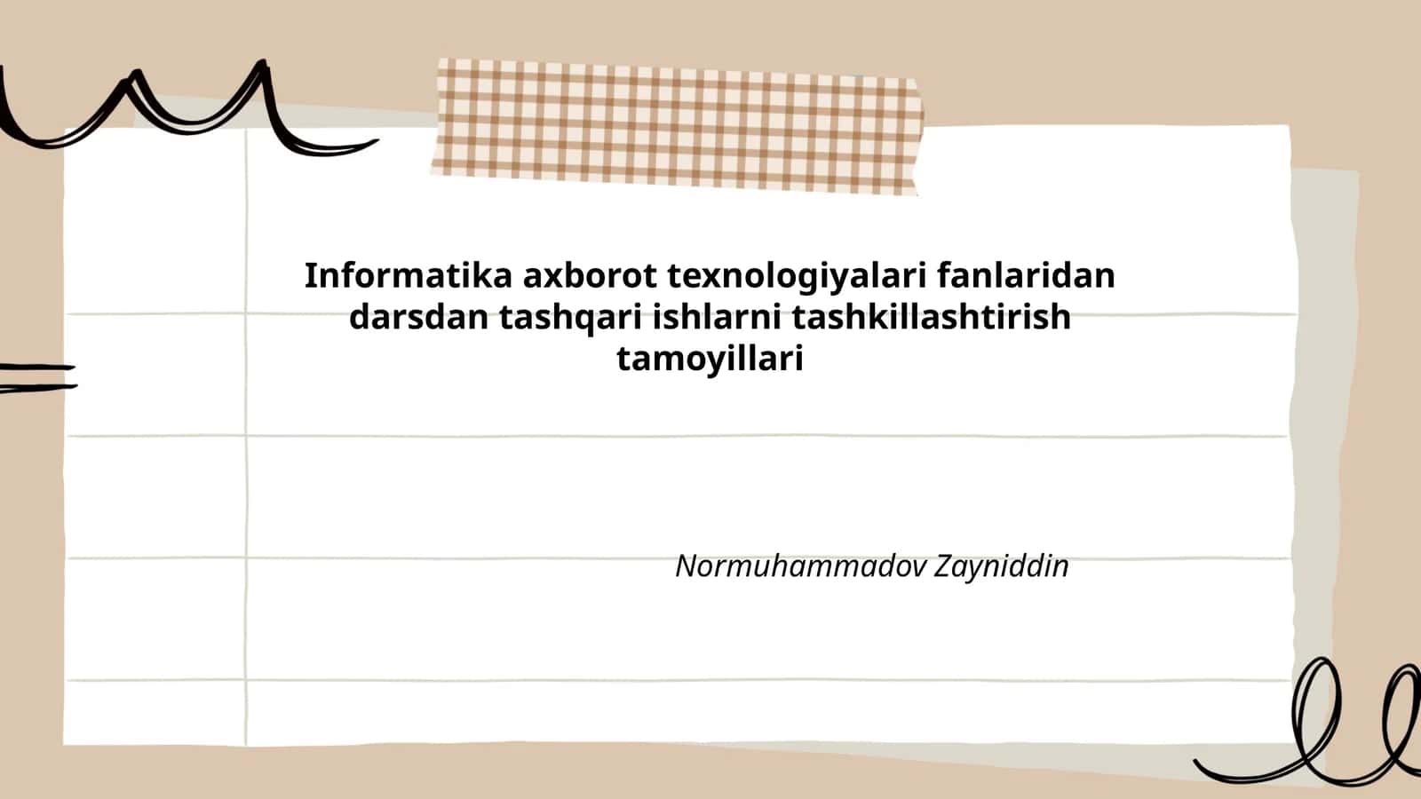Informatika axborot texnologiyalari fanlaridan darsdan tashqari ishlarni tashkillashtirish tamoyillari 1