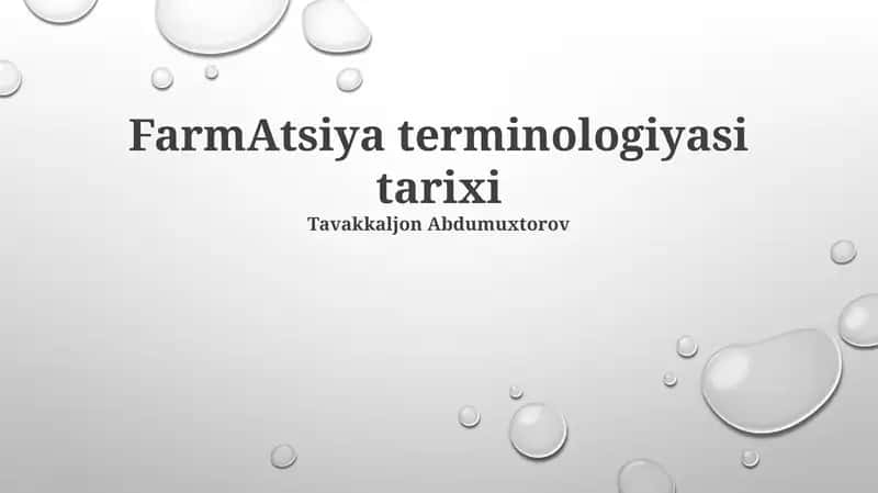 FarmAtsiya terminologiyasi tarixi 1