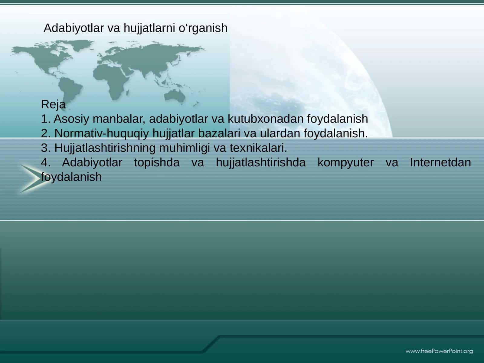 Adabiyotlar va hujjatlarni o‘rganish 1