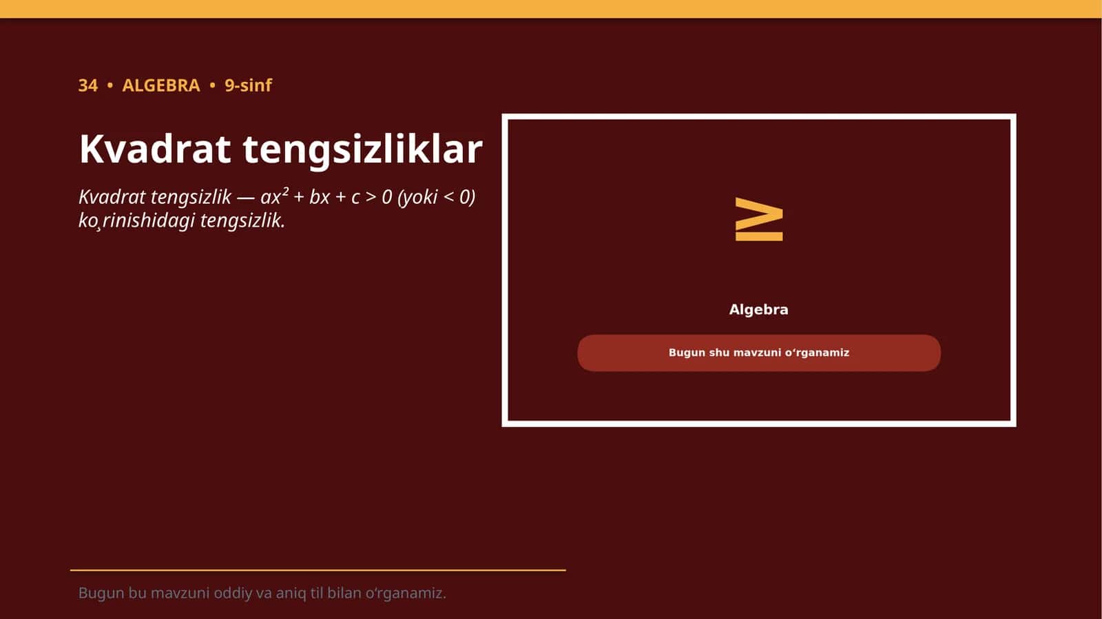 Kvadrat tengsizliklar 1