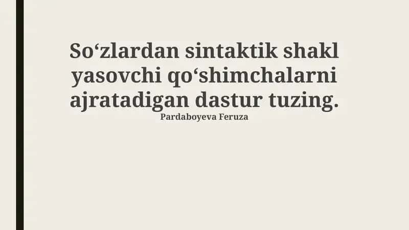Sintaktik Affikslarni Ajratish Algoritmi 1