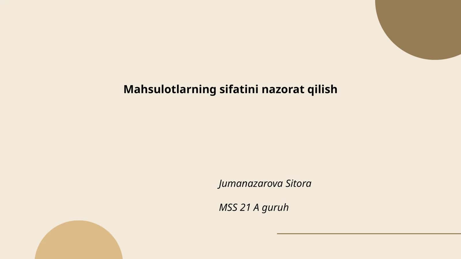 Mahsulotlarning sifatini nazorat qilish 1