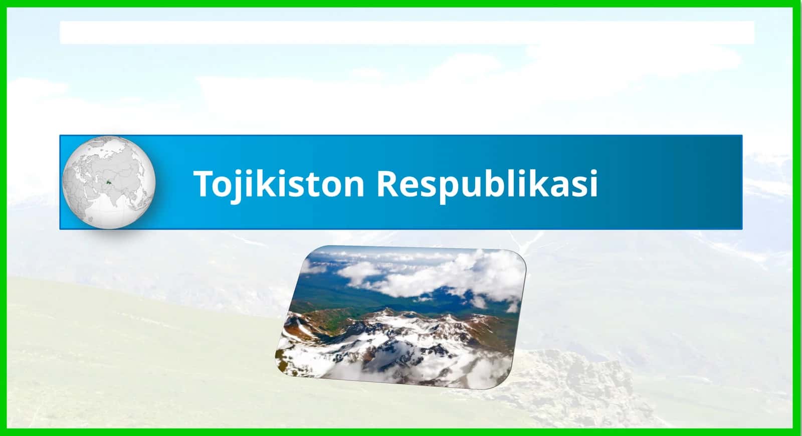 Tojikiston Respublikasi. 10-sinf Geografiya dars ishlanma 1