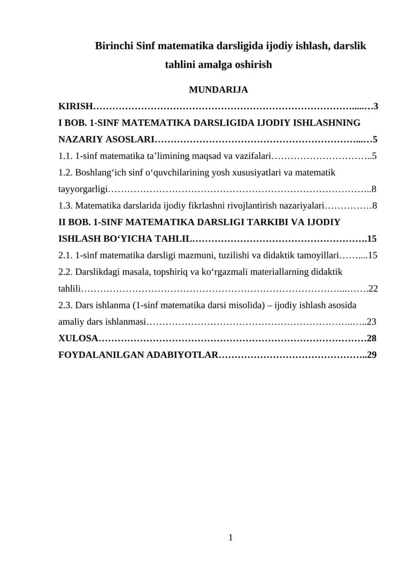 1-sinf matematika darsligi 1