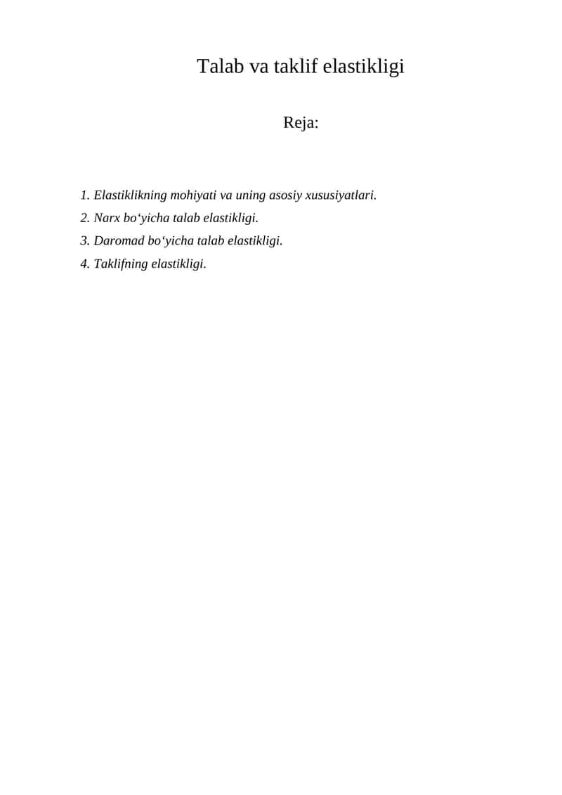 Talab va taklif elastikligi 1