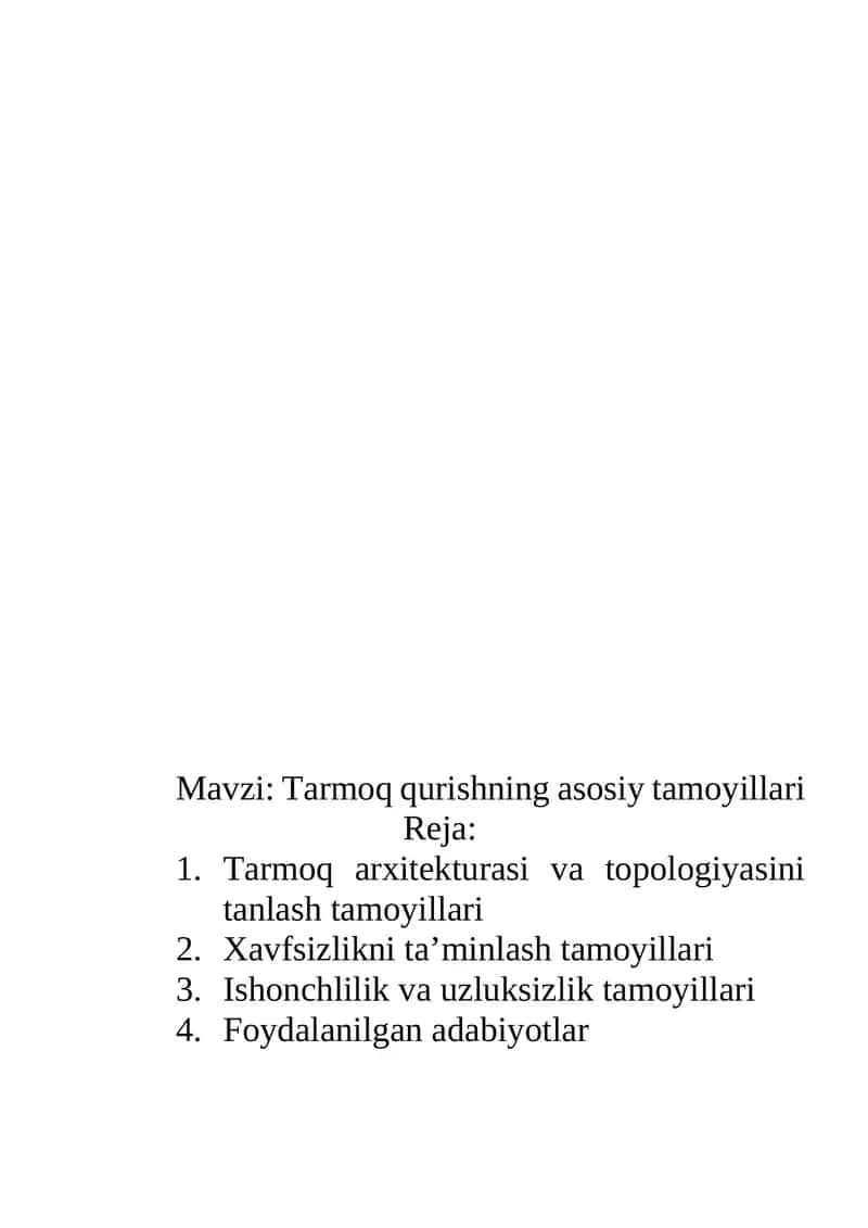 Tarmoq qurishning asosiy tamoyillari 1