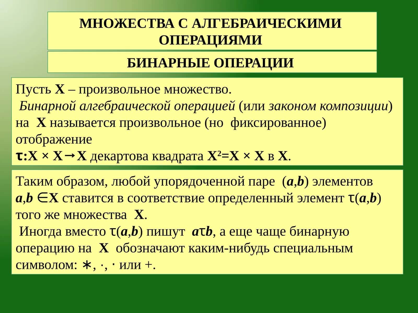 МНОЖЕСТВА С АЛГЕБРАИЧЕСКИМИ ОПЕРАЦИЯМИ 1