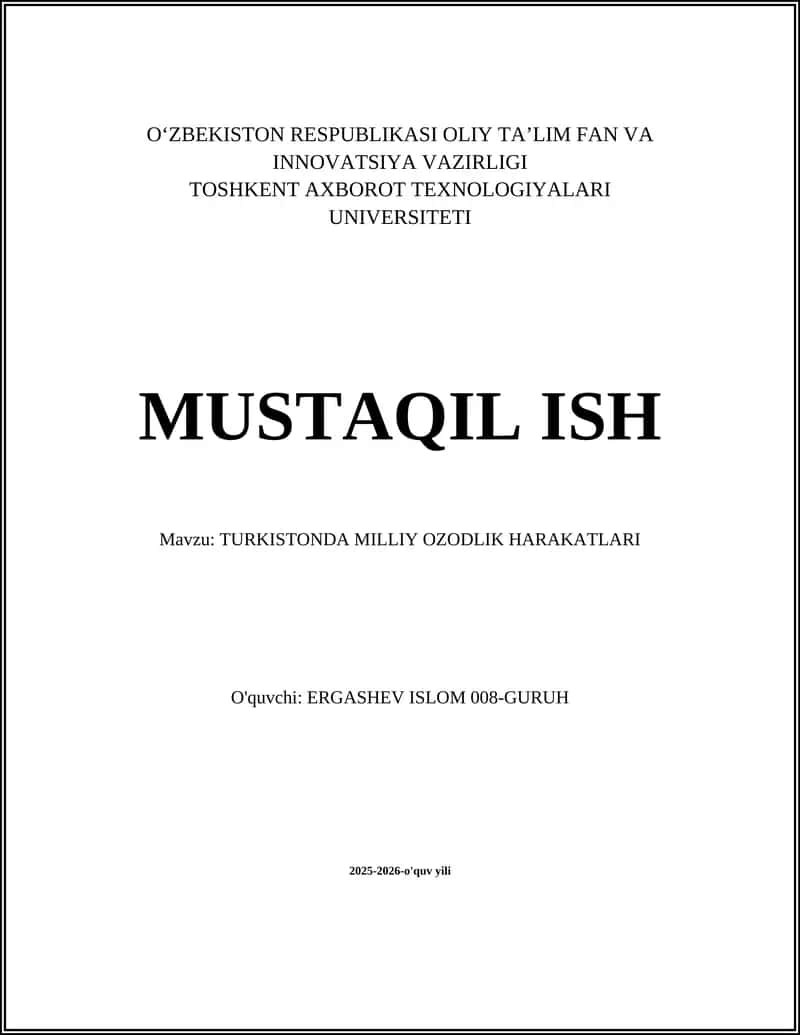 Turkistonda milliy ozodlik harakatlari 1