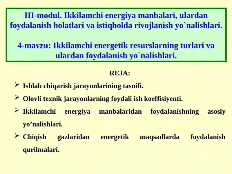 Ikkilamchi energetik resurslar