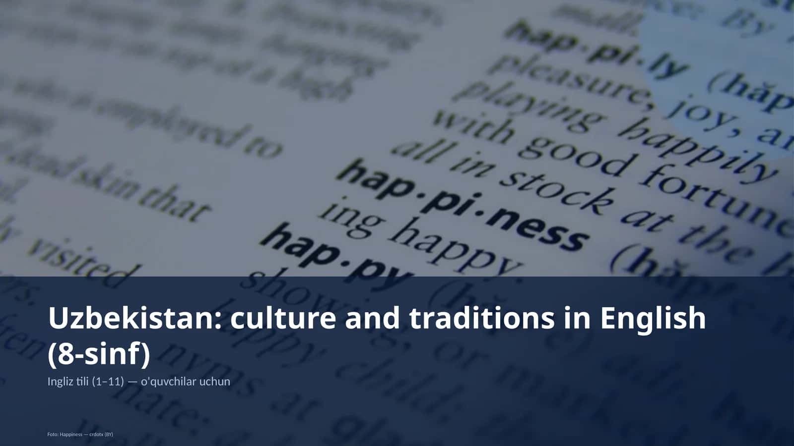 Uzbekistan: culture and traditions in English (8-sinf) 1