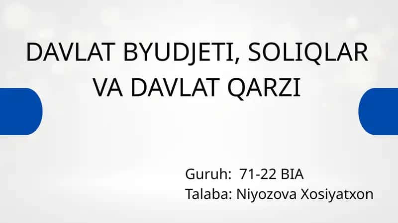 Davlat byudjeti, soliqlar va davlat qarzi 1