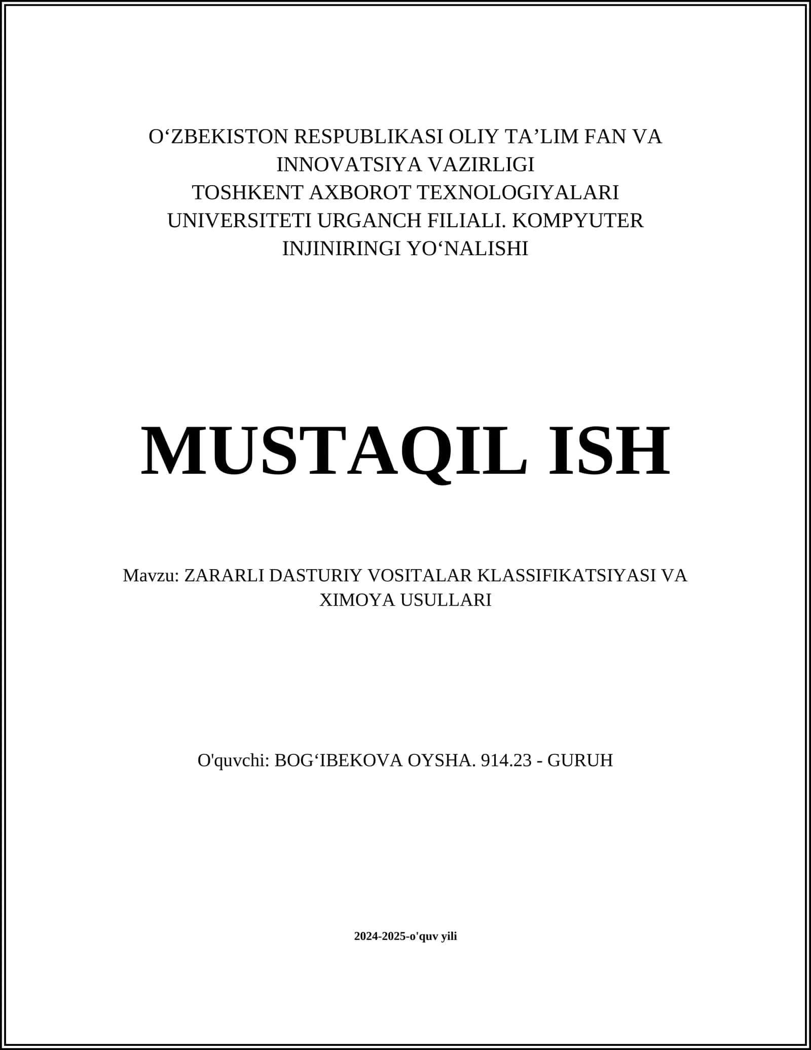 ZARARLI DASTURIY VOSITALAR KLASSIFIKATSIYASI VA XIMOYA USULLARI 1