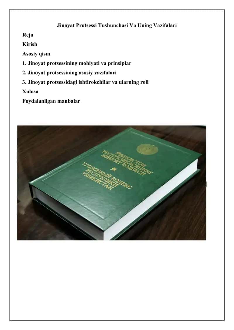 Jinoyat Protsessi Tushunchasi Va Uning Vazifalari 1
