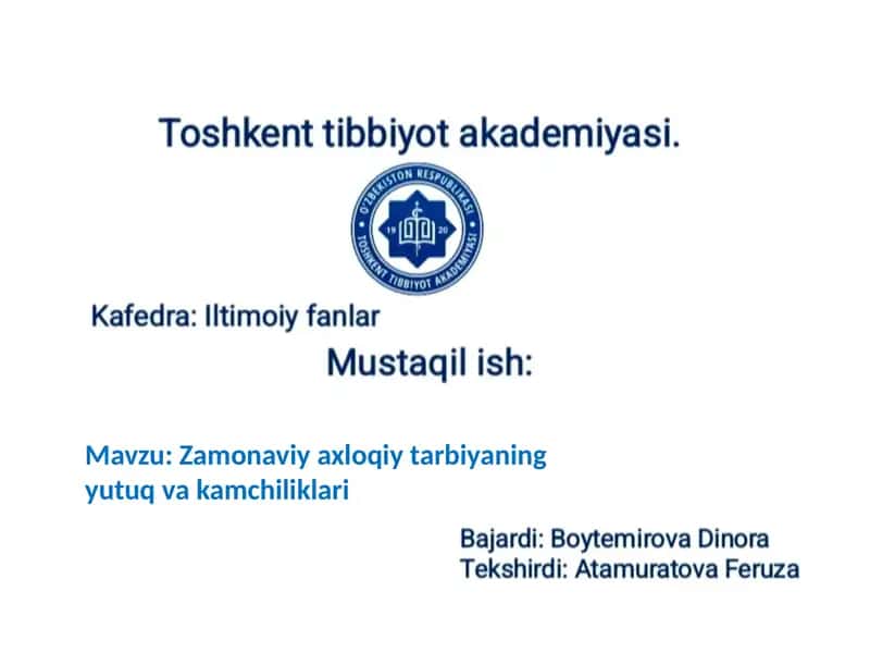 Zamonaviy Axloqiy Tarbiyaning Yutuq va Kamchiliklari 1