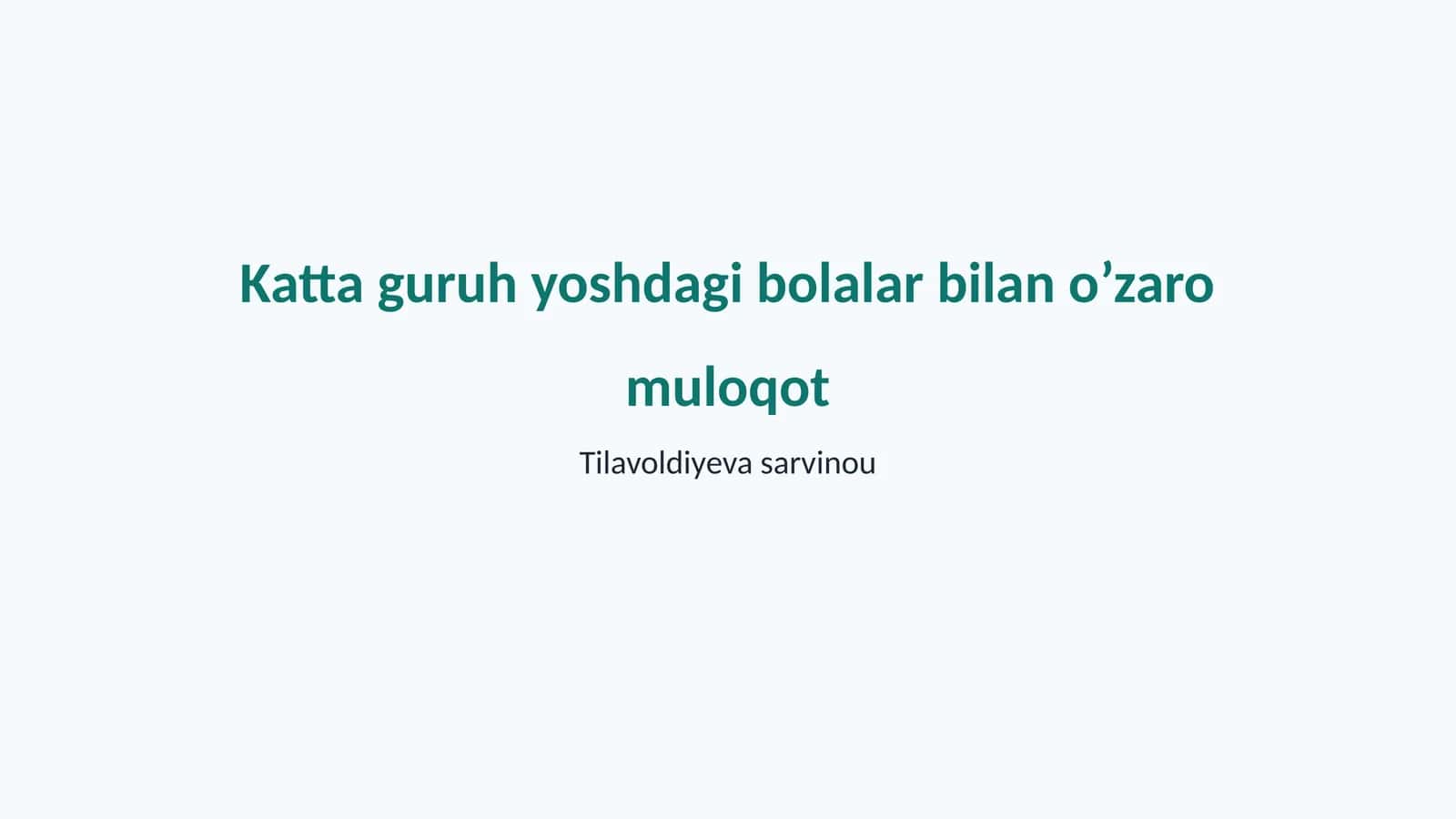 Muloqotning ahamiyati 1