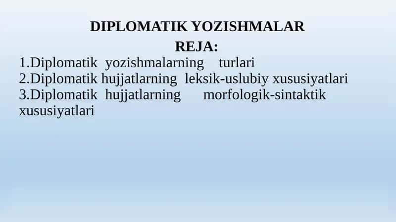 DIPLOMATIK YOZISHMALAR 1