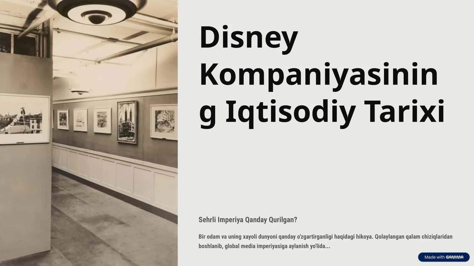 Disney Kompaniyasining Iqtisodiy Tarixi 1