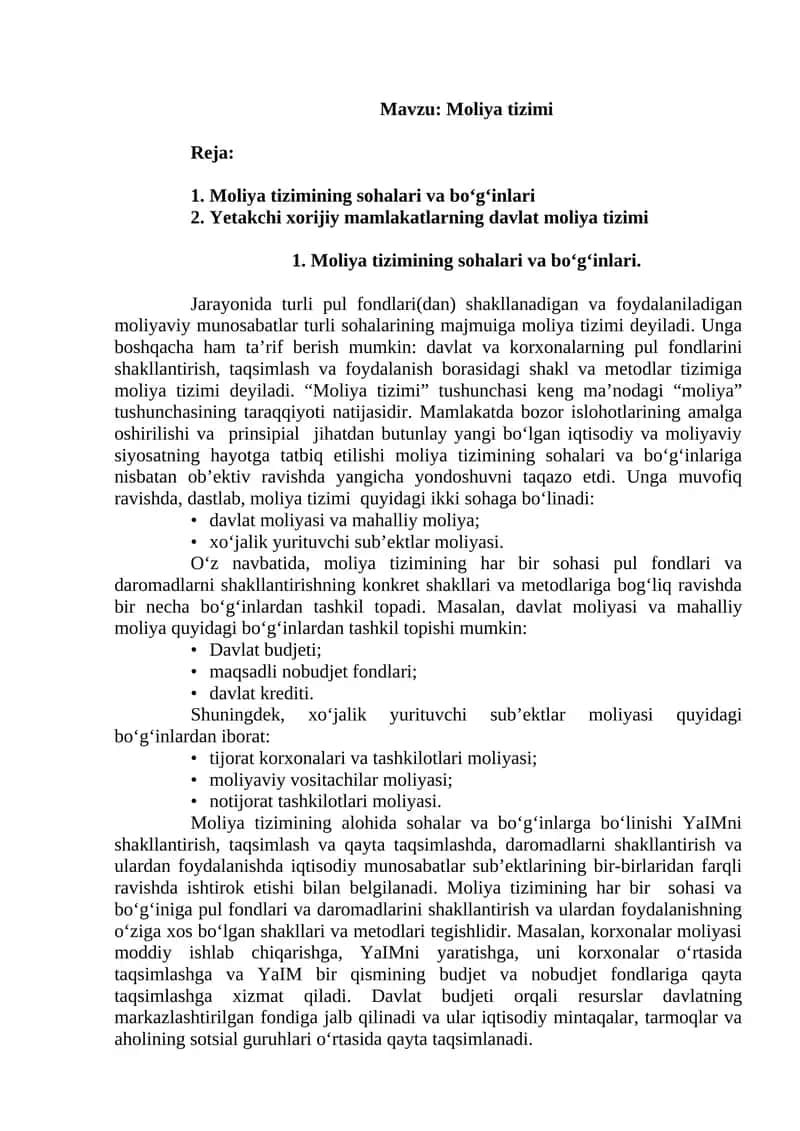 Moliya tizimi 1