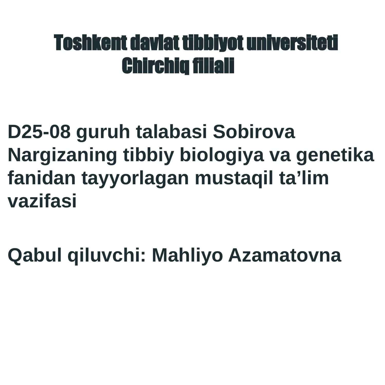 Odamlar genetikasi va uning o‘ziga xos tomonlari 1