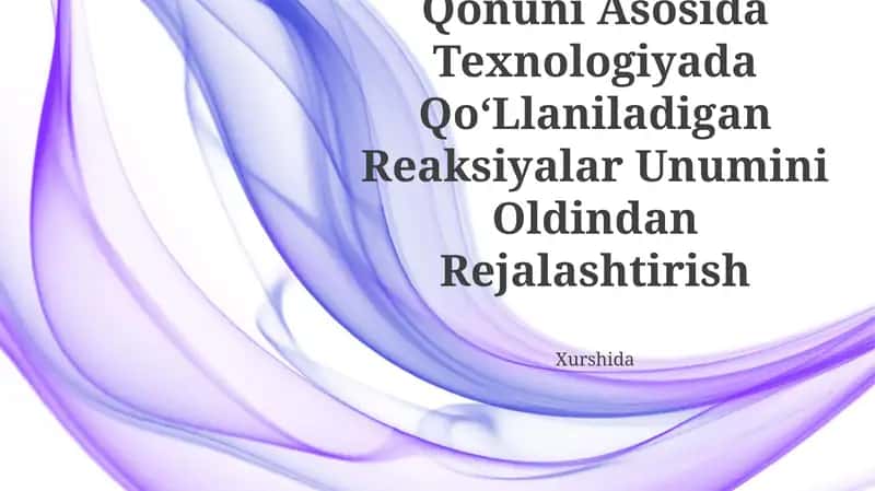 Massalar Taʼsiri Qonuni Asosida Texnologiyada Qoʻllaniladigan Reaksiyalar 1
