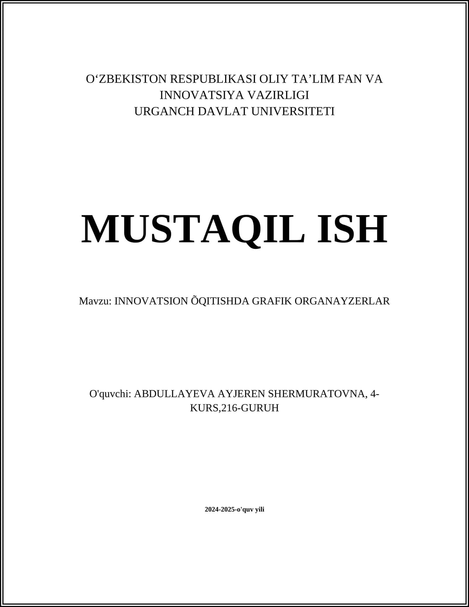 INNOVATSION ÕQITISHDA GRAFIK ORGANAYZERLAR 1