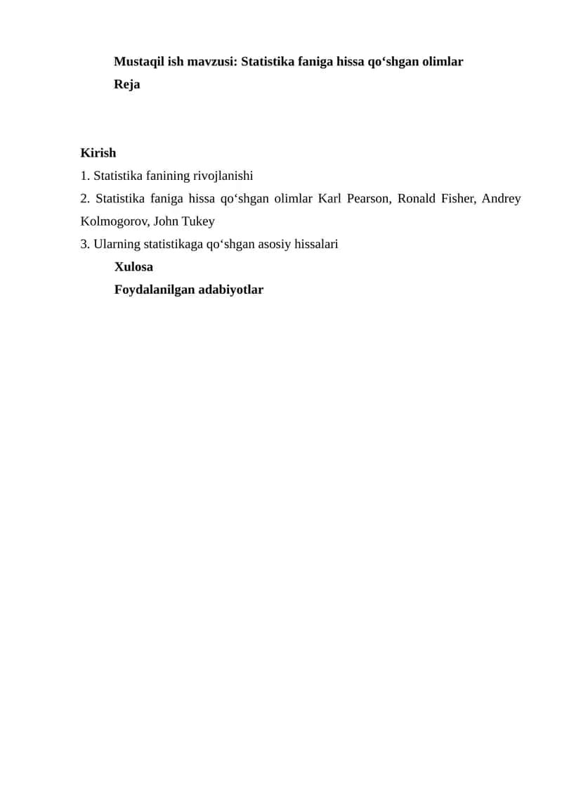 Statistika faniga hissa qo‘shgan olimlar 1