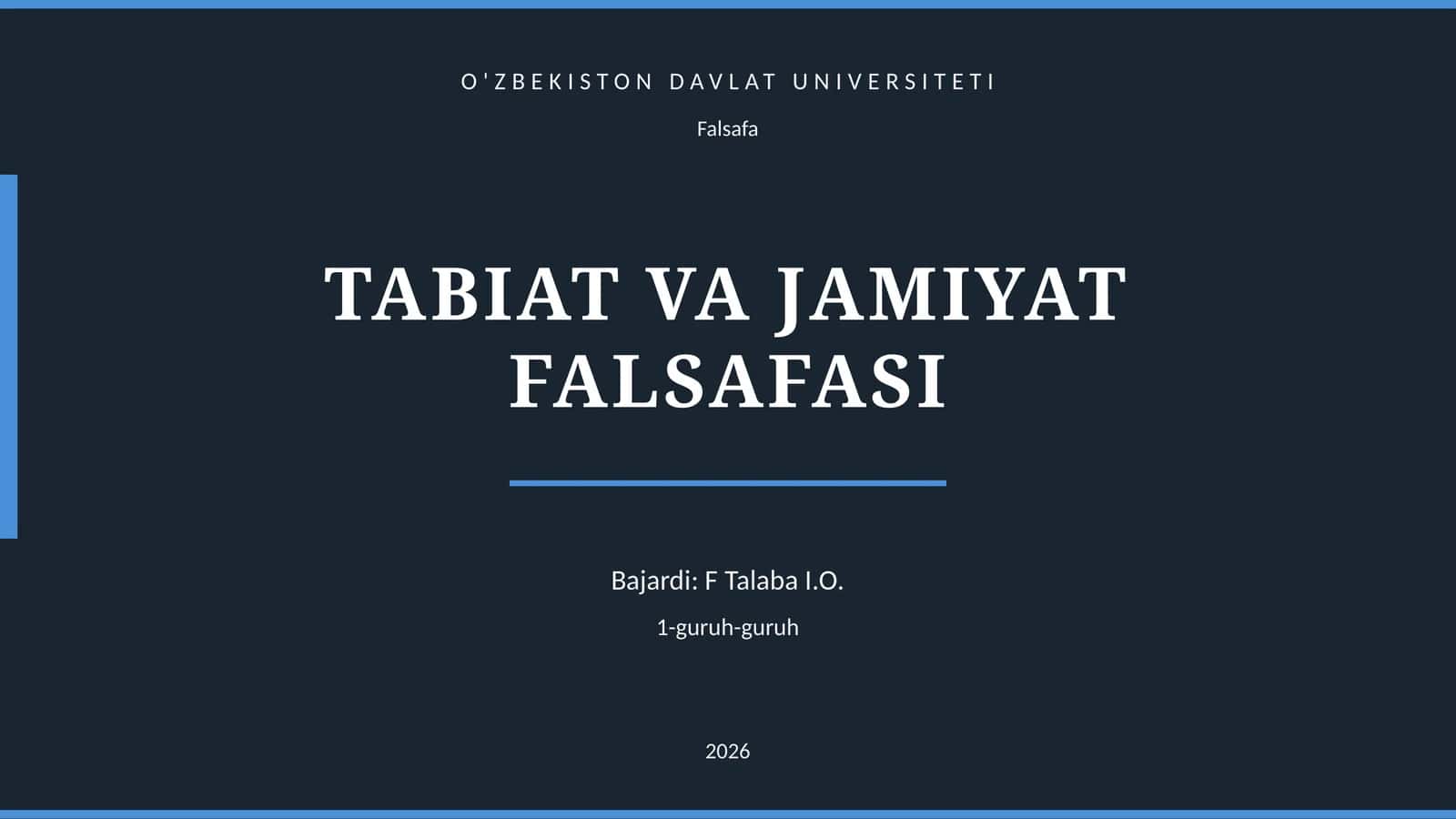 TABIAT VA JAMIYAT FALSAFASI 1