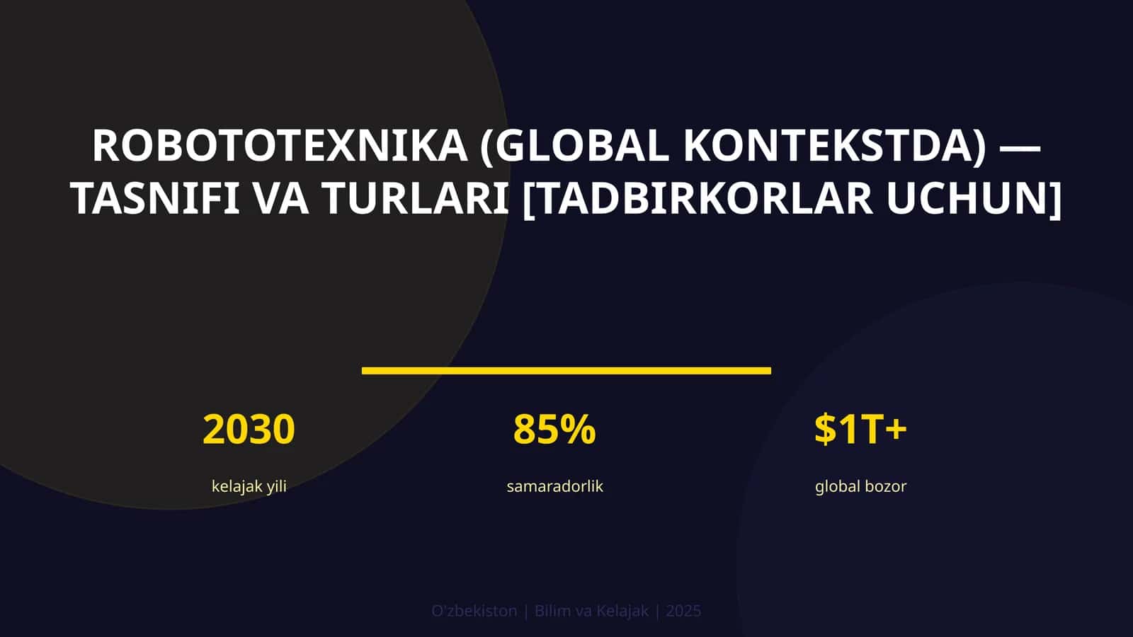 ROBOTOTEXNIKA (GLOBAL KONTEKSTDA) — TASNIFI VA TURLARI [TADBIRKORLAR UCHUN] 1