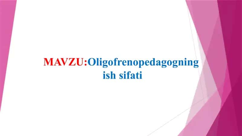 Oligofrenopedagogning ish sifati 1