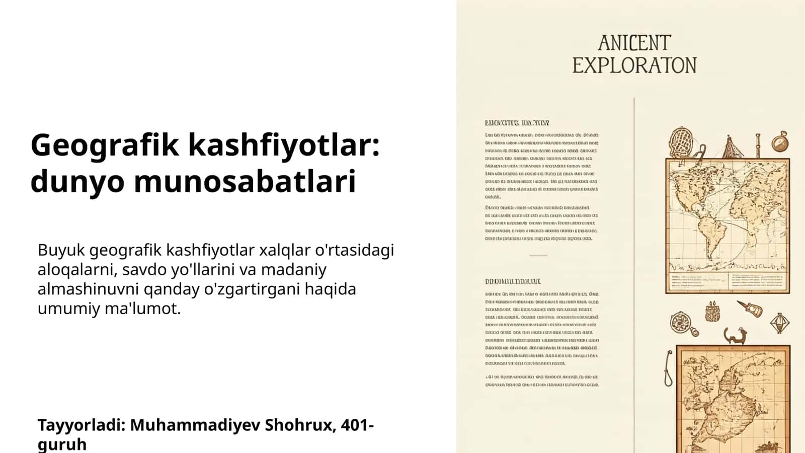 Geografik kashfiyotlar: dunyo munosabatlari 1