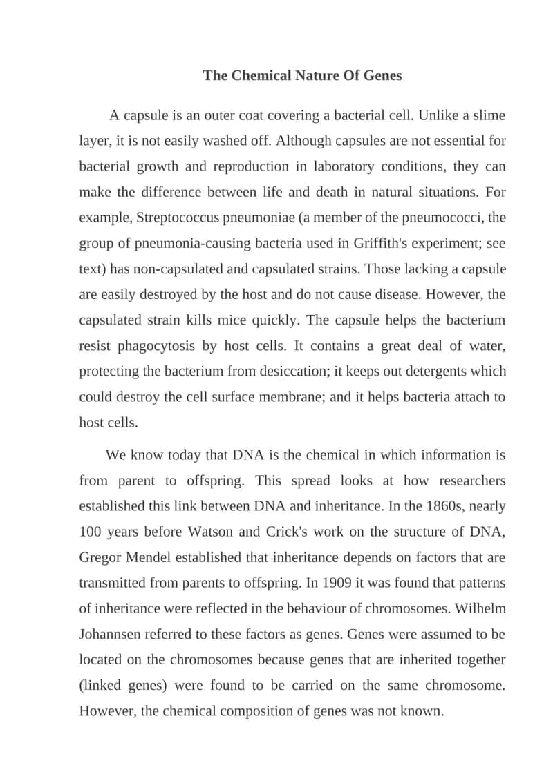 The Chemical Nature Of Genes 1