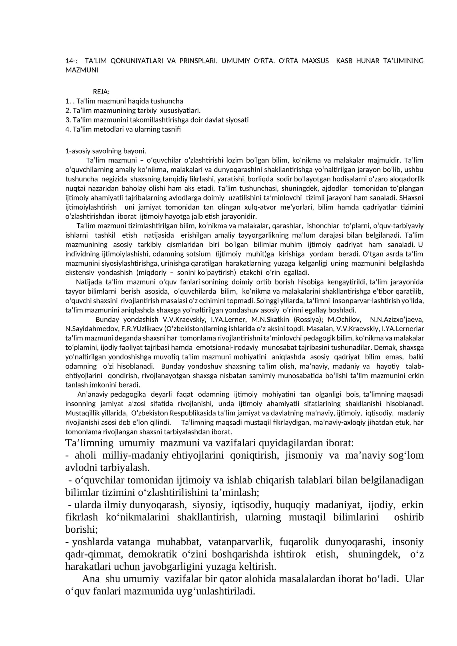 Ta’lim Qonuniyatlari va Prinsiplari 1