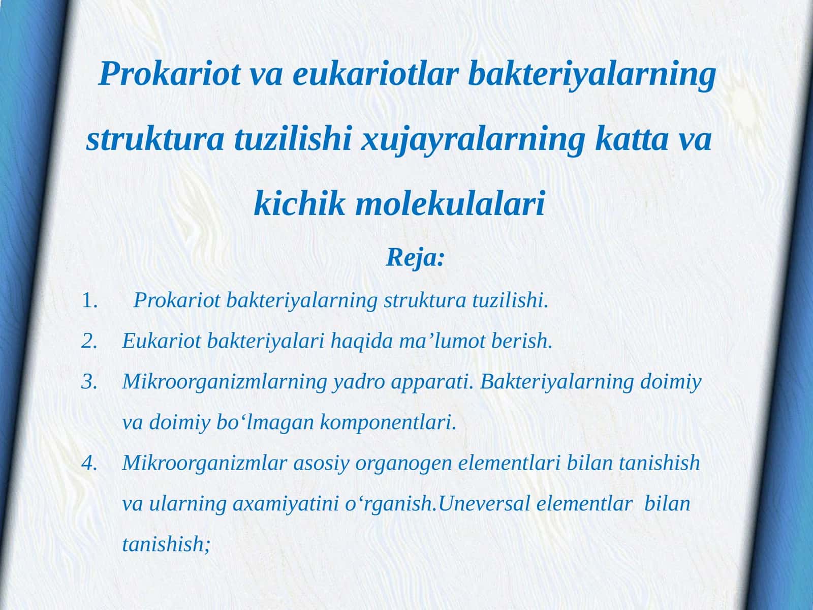 Prokariot va eukariotlar bakteriyalarning struktura tuzilishi 1