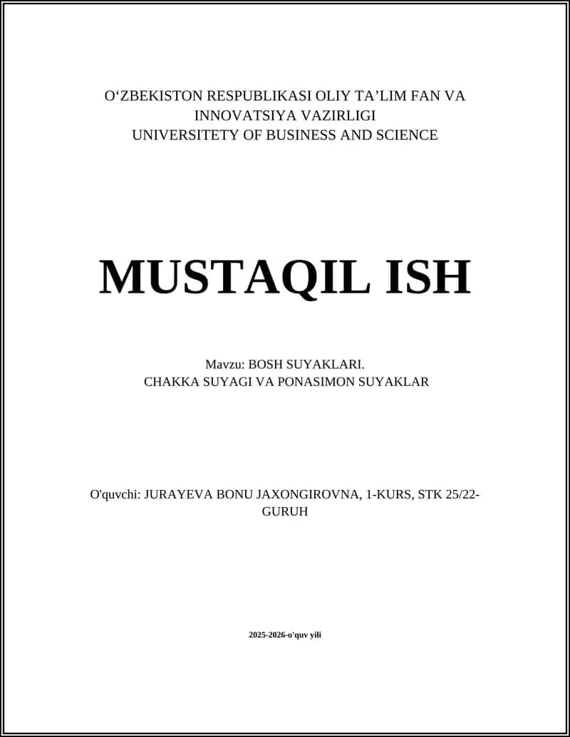 BOSH SUYAKLARI 1