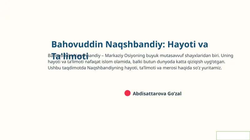 Naqshbandiya tariqatining asosiy prinsiplari 1