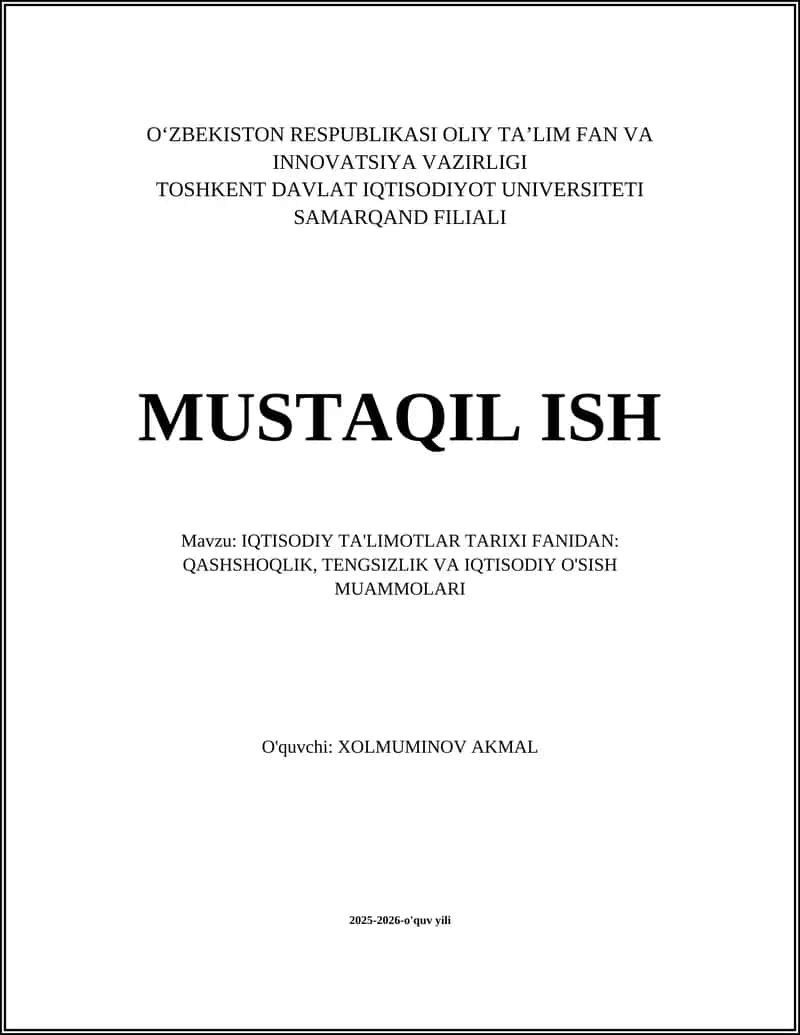 Adam Smit: bozor, iqtisodiy o'sish va qashshoqlik 1