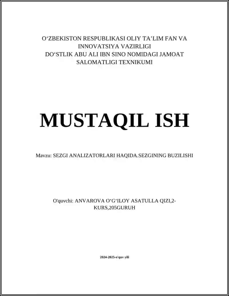 SEZGI ANALIZATORLARI HAQIDA.SEZGINING BUZILISHI