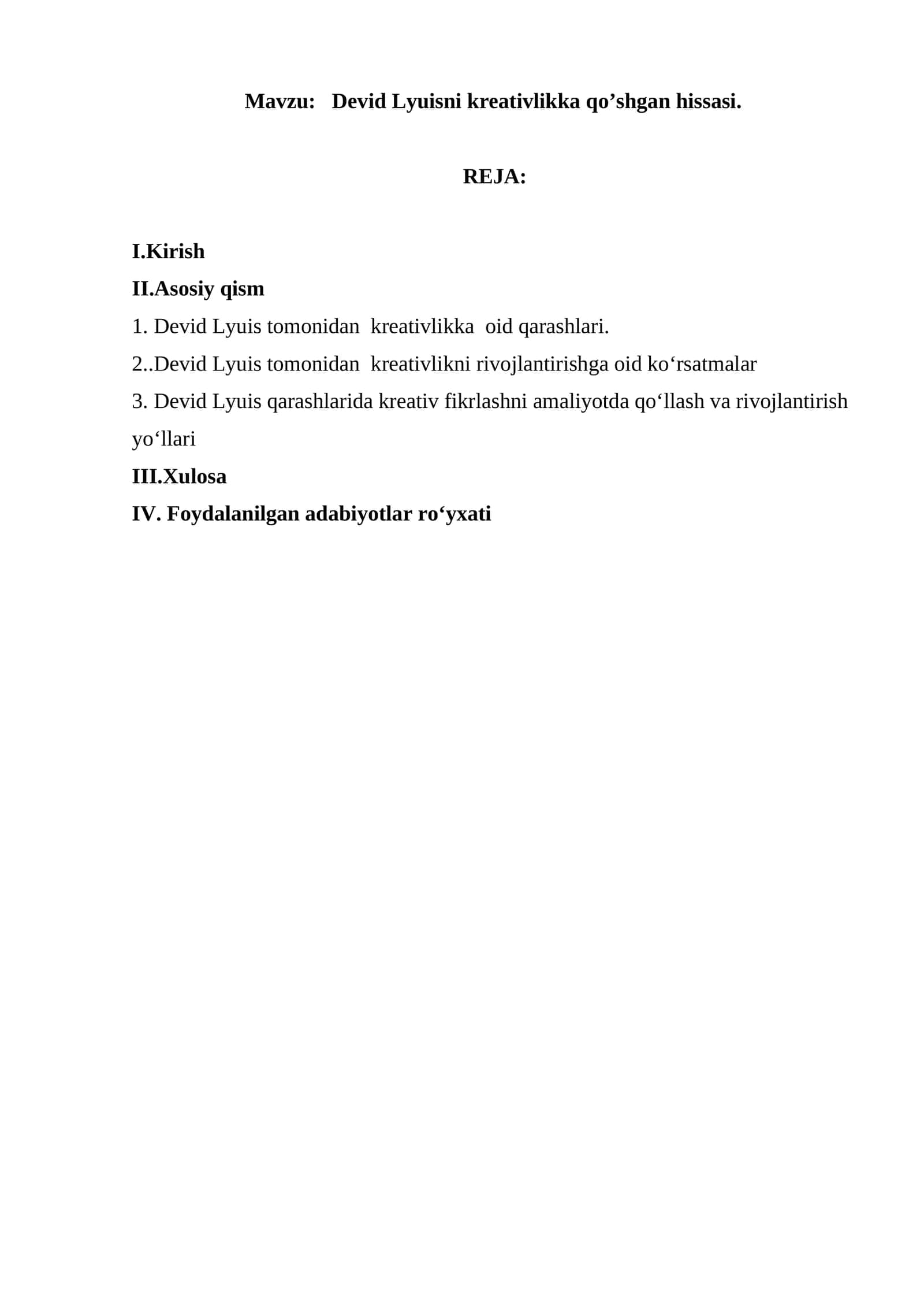 Devid Lyuisni kreativlikka qo’shgan hissasi 1