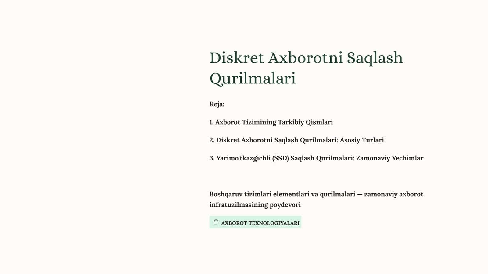 Diskret Axborotni Saqlash Qurilmalari 1