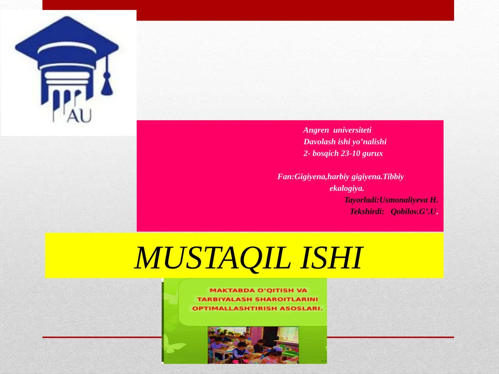 Angrenuniversiteti Davolashi Shiyo’nalishi 1